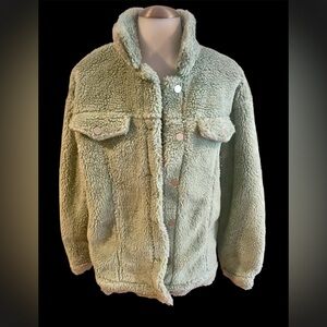 SHEIN New without tags Women’s Sage Green Teddy Bear Jacket SZ M